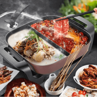 Non Stick Electric Skillet 2 Portion Design