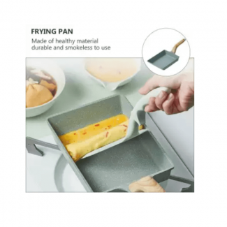 Nonstick Stone Square Flat Frying Pan with Wooden Handle, Aluminum, Easy Flip Price in Pakistan | LAPTAB