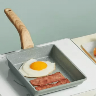 Nonstick Stone Square Flat Frying Pan with Wooden Handle, Aluminum, Easy Flip Price in Pakistan | LAPTAB