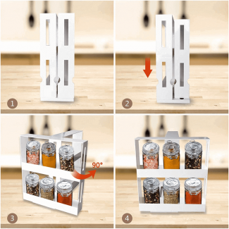 Double Decker Rotating Standing Spice Rack, 2-Tier, Holds 20 Jars, Easy Access Price in Pakistan | LAPTAB