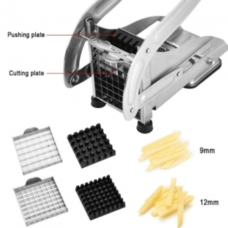 Stainless Steel Fried Potato Cutter with 2 Interchangeable Blades, Ergonomic Design Price in Pakistan | LAPTAB