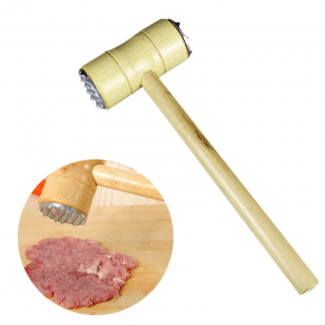 Wooden Double Sided Meat Hammer with Aluminum Alloy Heads for Tenderizing and Flattening Meat