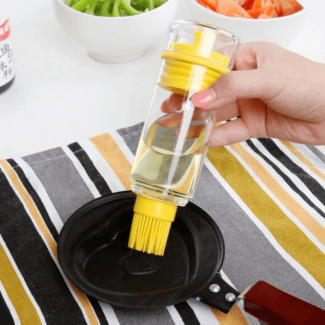 Silicone Oil Brush Bottle with Non-Toxic Brush, Heat Resistant, BPA-Free, 3-in-1 Basting Tool