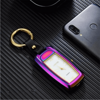 Watch Lighter Keychain with Clock, Reusable Metal Lighter and Waterproof PU Leather Price in Pakistan | LAPTAB