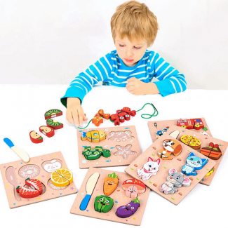 Wooden Fruit Vegetable Jigsaw Puzzle For Kids