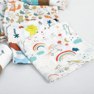 Newborn Baby Blanket Double Layer 100% Cotton Breathable with Hand Painted Print Price in Pakistan | LAPTAB