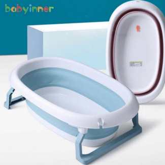 Folding Baby Bathtub with Temperature Sensor, Nonslip Base, BPA-Free, for Newborns and Toddlers