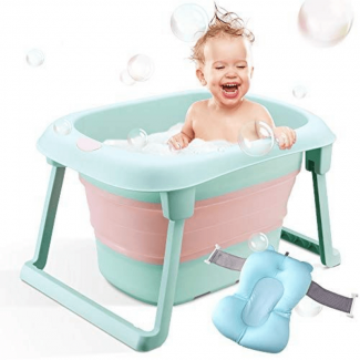Portable Folding Baby Bathtub with Adjustable Sling, Drain Plug, Supports 25 lbs Price in Pakistan | LAPTAB