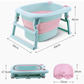 Portable Folding Baby Bathtub with Adjustable Sling, Drain Plug, Supports 25 lbs Price in Pakistan | LAPTAB