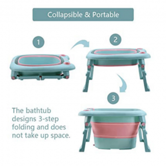 Portable Folding Baby Bathtub with Adjustable Sling, Drain Plug, Supports 25 lbs Price in Pakistan | LAPTAB