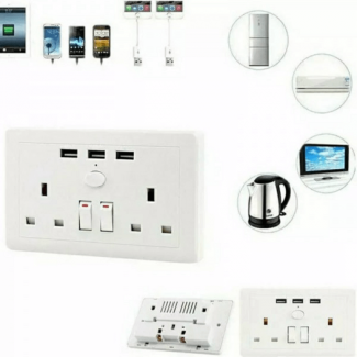 Wall Socket with USB Ports, Grounded, Long Extension Cable, Standing Style Price in Pakistan | LAPTAB