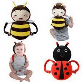 Baby Safety Headrest Pillow with Soft PP Cotton, Adjustable Straps, Bug and Bee Design