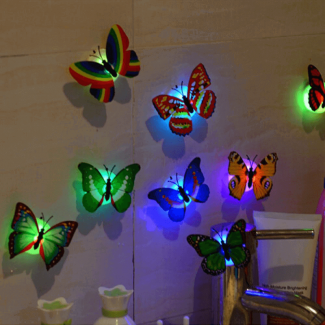 1pc LED Butterfly Wall Sticker, Eco-Friendly, Easy to Install, Multi-Color Decorative Wall Art Price in Pakistan | LAPTAB