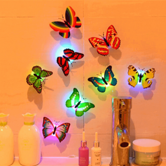 1pc LED Butterfly Wall Sticker, Eco-Friendly, Easy to Install, Multi-Color Decorative Wall Art Price in Pakistan | LAPTAB
