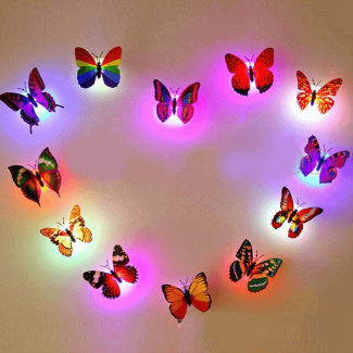 1pc LED Butterfly Wall Sticker, Eco-Friendly, Easy to Install, Multi-Color Decorative Wall Art Price in Pakistan | LAPTAB