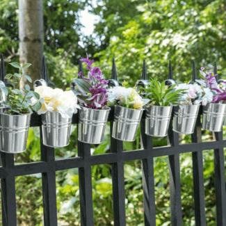 Stainless Steel Hanging Flower Pot 11cm with Handle, No Drill Mount, Silver Price in Pakistan | LAPTAB
