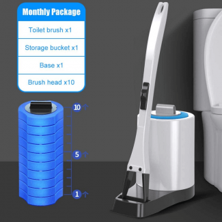 Toilet Cleaning Brush with Rubber Pads, 42cm Handle, Storage Base, 10 Refills Price in Pakistan | LAPTAB