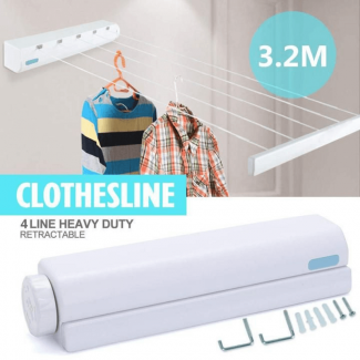 4 Ropes Indoor Retractable Clothesline, 10.5 ft Drying Space, Wall-Mountable Price in Pakistan | LAPTAB
