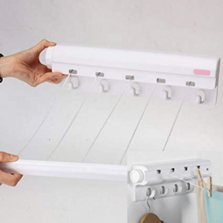 4 Ropes Indoor Retractable Clothesline, 10.5 ft Drying Space, Wall-Mountable Price in Pakistan | LAPTAB