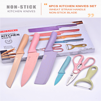 6 pcs Kitchen Knife Set with Sharp Stainless Steel Blades and Non-Slip Colorful Handles Price in Pakistan | LAPTAB