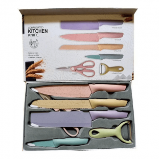 6 pcs Kitchen Knife Set with Sharp Stainless Steel Blades and Non-Slip Colorful Handles Price in Pakistan | LAPTAB