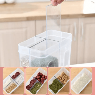 4 Partition Food Storage Jar with Airtight Silicone Seals, BPA-Free, for Grains and Cereals Price in Pakistan | LAPTAB