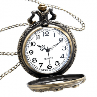 Antique Wolf Dog Pocket Watch with Chain, Rust-Resistant Black Finish, Engraved Design Price in Pakistan | LAPTAB