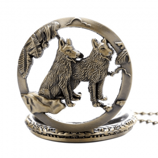 Antique Wolf Dog Pocket Watch with Chain, Rust-Resistant Black Finish, Engraved Design Price in Pakistan | LAPTAB