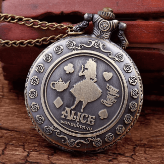 Alice Wonderland Pocket Watch With Chain