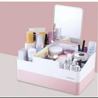 Buy Cosmetic Storage Box With Makeup Mirror Best Price in Pakistan | Laptab