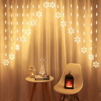 Curtain String Lights 2.5m with 24 Snowflake LEDs, 8 Modes, Waterproof for Home Decor Price in Pakistan | LAPTAB