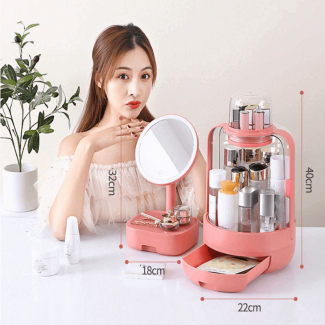 Full Moon LED Mirror Cosmetic Storage Box with Natural Light and No Assembly Needed Price in Pakistan | LAPTAB