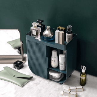 Desktop Cosmetic Storage Box with Adjustable Shelves for Makeup and Skincare Organization Price in Pakistan | LAPTAB