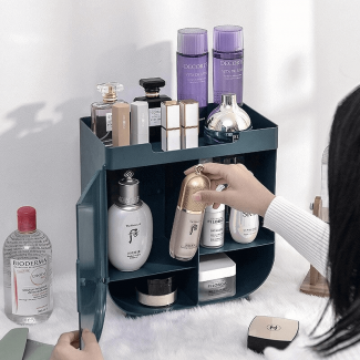 Desktop Cosmetic Storage Box with Adjustable Shelves for Makeup and Skincare Organization Price in Pakistan | LAPTAB