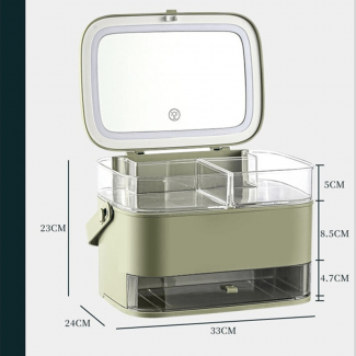 Drawer Type LED Mirror Cosmetic Storage Box with 3-Tier Dismountable Design Price in Pakistan | LAPTAB