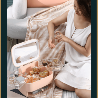 Drawer Type LED Mirror Cosmetic Storage Box with 3-Tier Dismountable Design Price in Pakistan | LAPTAB