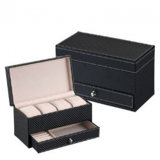 Rectangle Leather Watch and Jewelry Box with Drawer for Watches, Cosmetics, and Accessories Price in Pakistan | LAPTAB