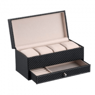 Rectangle Leather Watch and Jewelry Box with Drawer for Watches, Cosmetics, and Accessories Price in Pakistan | LAPTAB