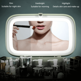 Multiple Drawer Makeup Organizer with LED HD Mirror, Dimmable Light, Jewelry Storage, Dustproof Design Price in Pakistan | LAPTAB