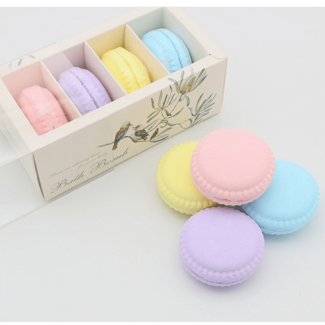 1 Box of 4 Macaron Shaped Organic Bath Bombs with Sea Salt and Essential Oils