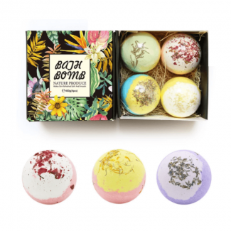 4 pcs Bath Bombs Set - Exfoliating, Moisturizing, Scented Spa Balls for Skin Care