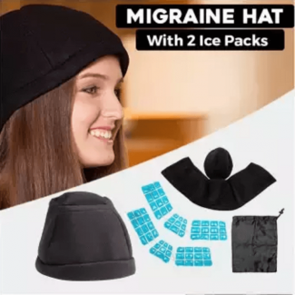 Ice Hat for Migraines with Adjustable Fit and Removable Cryo-Gel Ice Packs