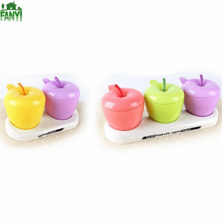 Apple Shaped Spice Jars Set of 3, 305ml Multicolor Plastic Containers with Handles Price in Pakistan | LAPTAB