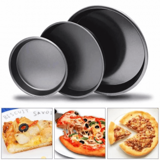 3 Pcs Nonstick Pizza Pan Set - 11, 10 & 9 Inch Durable Round Pans Price in Pakistan | LAPTAB