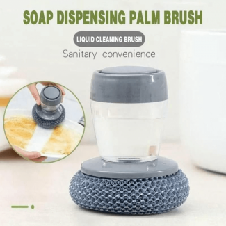 Kitchen Soap Dispensing Palm Brush with Scrubber and Soap Dispenser for Easy Cleaning Price in Pakistan | LAPTAB