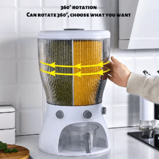 20KG Multifunctional Rotating Food Storage Box with 6 Partitions, Moisture and Pest Proof Price in Pakistan | LAPTAB