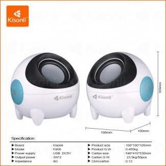 Kisonli K 800 Mini USB-Powered Portable Speakers for PC with Loud Sound Price in Pakistan | LAPTAB