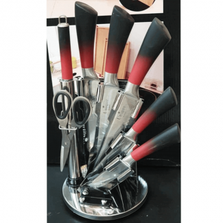 Metal Knife Organizer with 8-Piece Knife Set and Kitchen Scissors, Space-Saving Design Price in Pakistan | LAPTAB