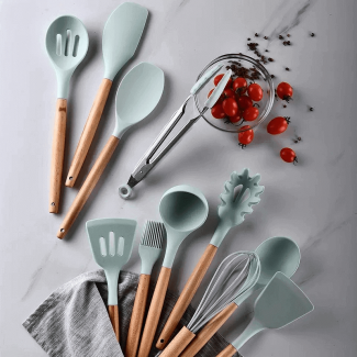 11 Pcs Silicone Cooking Utensils Set with Wooden Handles, Heat Resistant to 446?F, BPA Free Price in Pakistan | LAPTAB