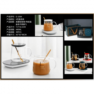 Electric Transparent Mug with Lid, Spoon, USB Heating Pad, Pyrex Glass Price in Pakistan | LAPTAB